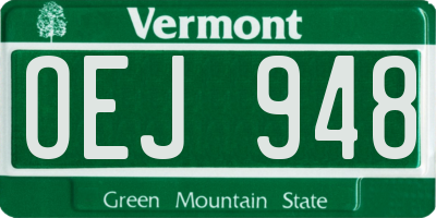 VT license plate OEJ948