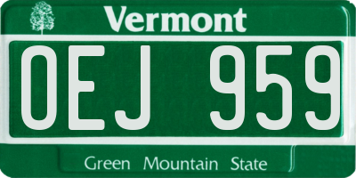 VT license plate OEJ959