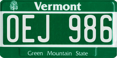 VT license plate OEJ986