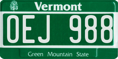 VT license plate OEJ988