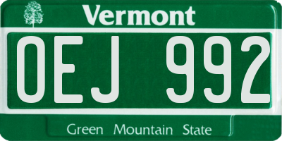VT license plate OEJ992