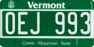VT license plate OEJ993