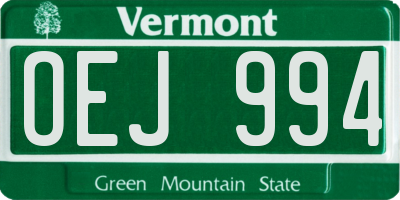 VT license plate OEJ994