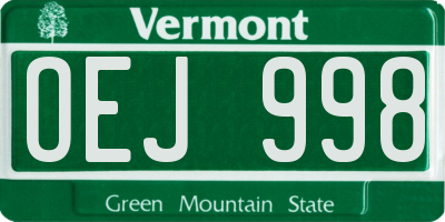 VT license plate OEJ998