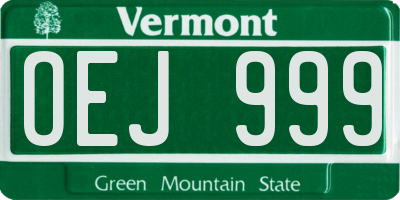 VT license plate OEJ999