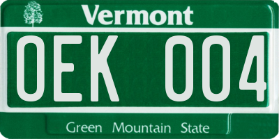 VT license plate OEK004