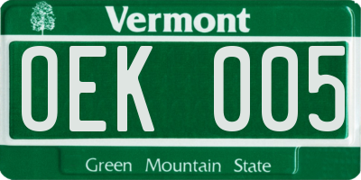 VT license plate OEK005