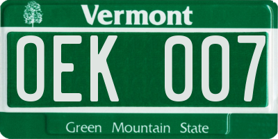 VT license plate OEK007