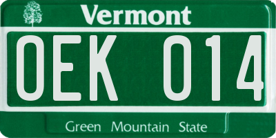 VT license plate OEK014