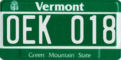 VT license plate OEK018