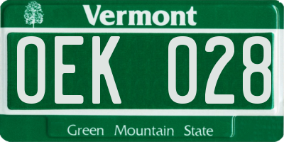VT license plate OEK028