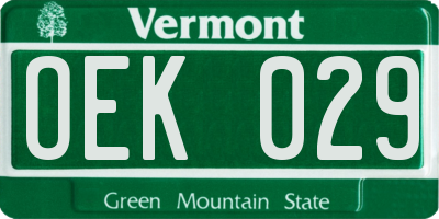 VT license plate OEK029