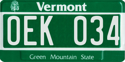 VT license plate OEK034