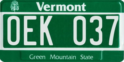 VT license plate OEK037