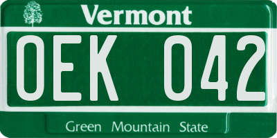 VT license plate OEK042