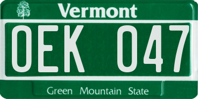 VT license plate OEK047