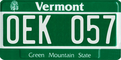VT license plate OEK057