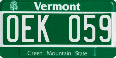 VT license plate OEK059
