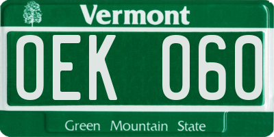 VT license plate OEK060