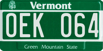 VT license plate OEK064