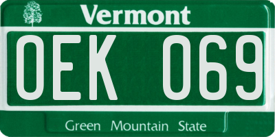 VT license plate OEK069
