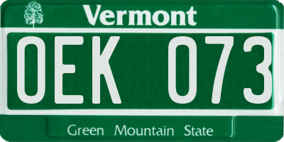 VT license plate OEK073