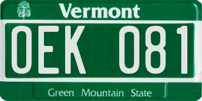 VT license plate OEK081