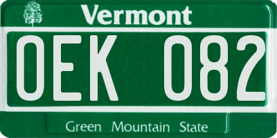 VT license plate OEK082