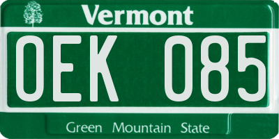 VT license plate OEK085
