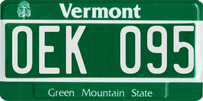 VT license plate OEK095