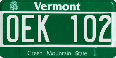 VT license plate OEK102