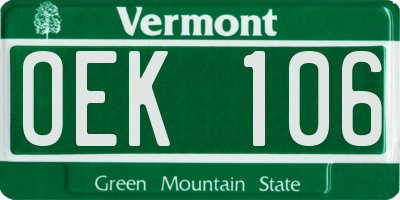 VT license plate OEK106