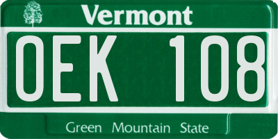 VT license plate OEK108