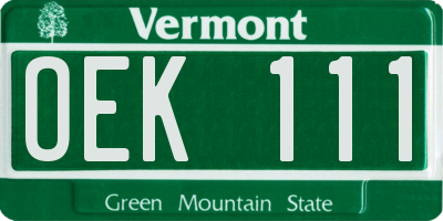 VT license plate OEK111