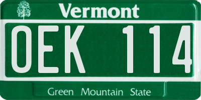 VT license plate OEK114
