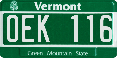 VT license plate OEK116