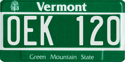 VT license plate OEK120