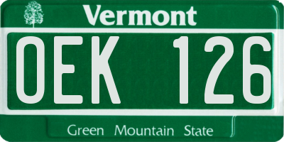 VT license plate OEK126