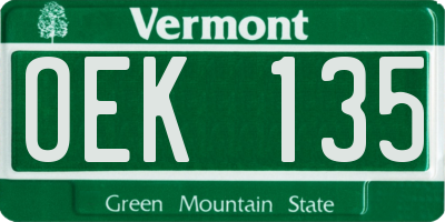 VT license plate OEK135