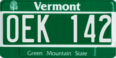 VT license plate OEK142