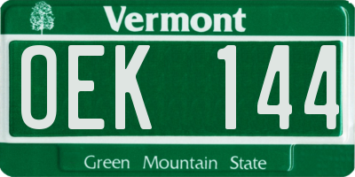 VT license plate OEK144