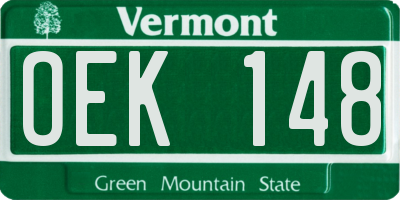 VT license plate OEK148