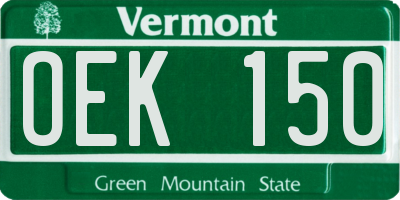 VT license plate OEK150