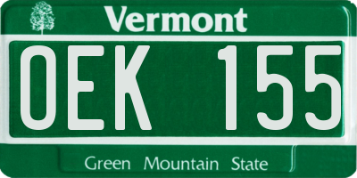 VT license plate OEK155