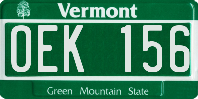 VT license plate OEK156