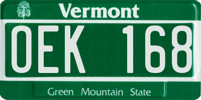 VT license plate OEK168