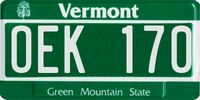 VT license plate OEK170