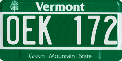 VT license plate OEK172