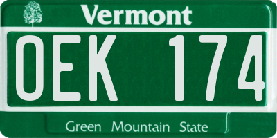 VT license plate OEK174