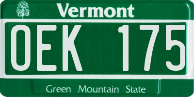 VT license plate OEK175